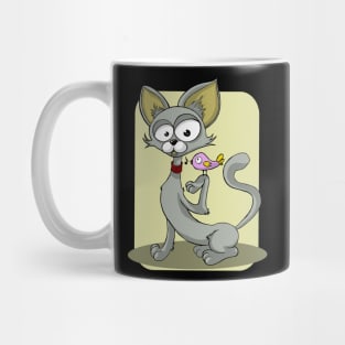 cat and bird Mug